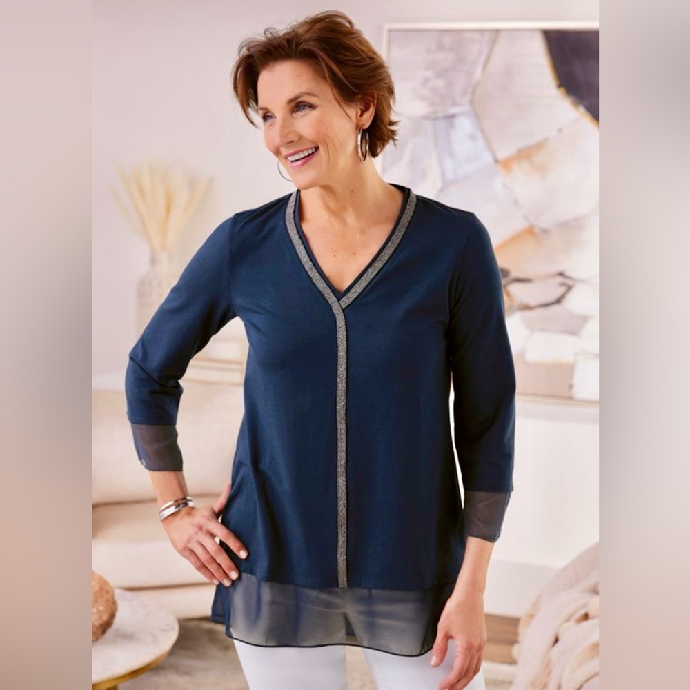SOFT SURROUNDINGS Royal Street Tunic Navy Blazer